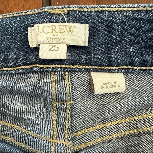 J Crew Women’s Stetch Dark Wash Distressed Skinny Jeans Size 25 - Picture 7 of 10